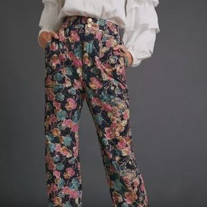 ✅$128 Anthropologie Anisa Floral Corduroy Joggers Size S